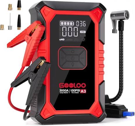 Portable car jump starter with air compressor